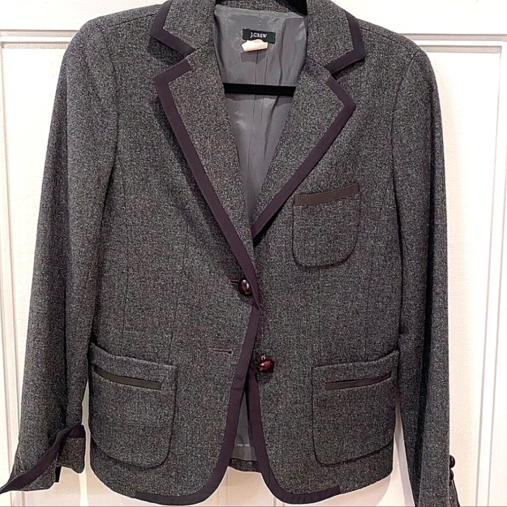 J. Crew Grey Blazer Jacket 100% Wool Vintage